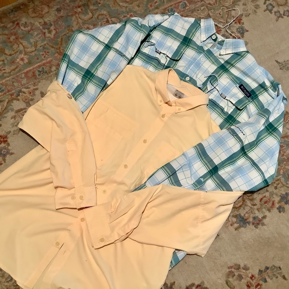 Pair of Columbia PFG (performance fishing gear) Long Sleeve Shirts Sz XL/TG